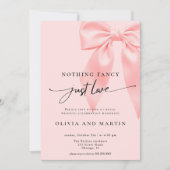 Invitation Nothing Fancy Just Love Pink Bow Wedding (Devant)