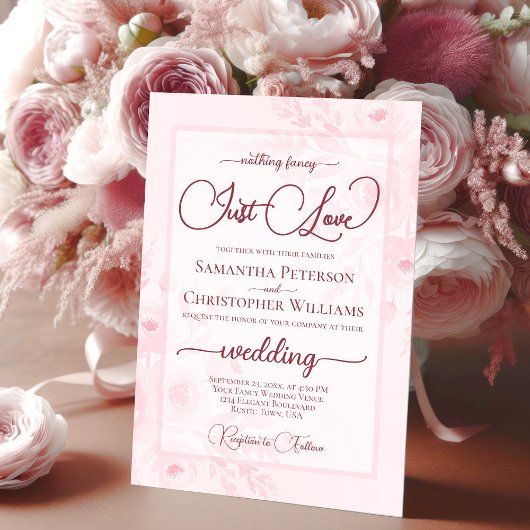 Invitation Nothing Fancy Just Love Pink Peonies Boho Wedding
