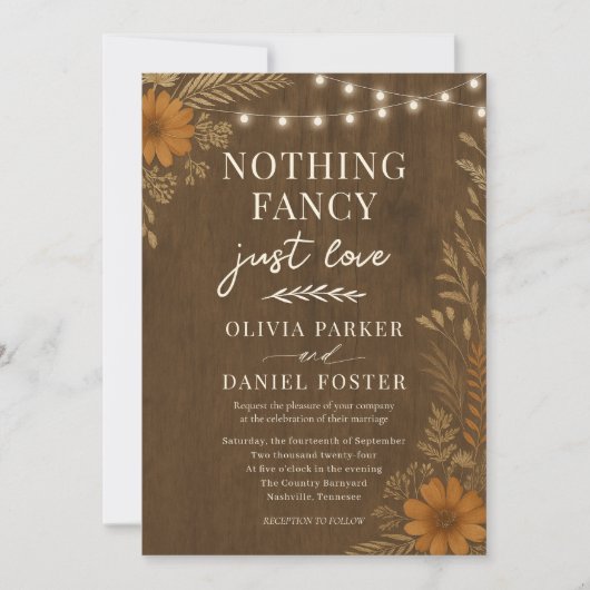 Invitation Nothing Fancy Just Love Rustic QR Code Wedding  (Devant)