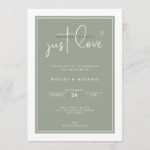 Invitation Nothing Fancy Just Love Sage Green Elegant Wedding (Devant)