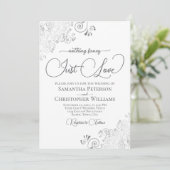 Invitation Nothing Fancy Just Love Silver & White Wedding (Debout devant)