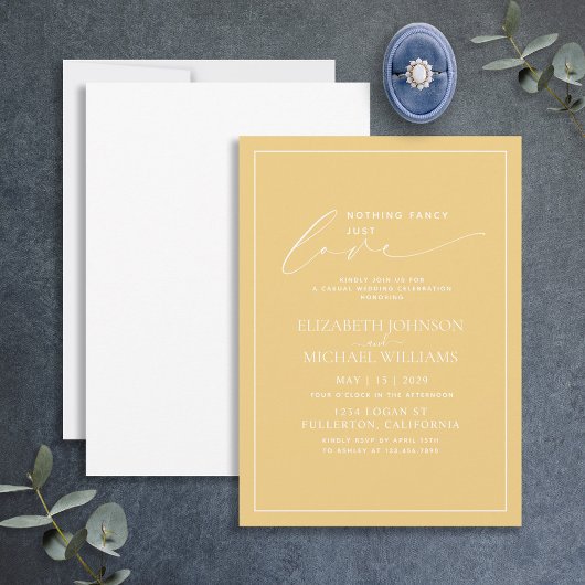Invitation Nothing Fancy Just Love Sunflower Yellow Wedding