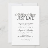 Invitation Nothing Fancy Just Love Wedding Reception (Devant)