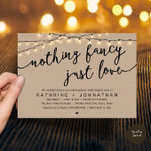 Invitation Nothing Fancy, Just Love, Wedding Reception Dinner