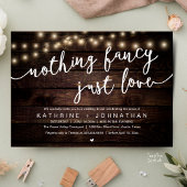 Invitation Nothing Fancy, Just Love, Wedding Reception Dinner