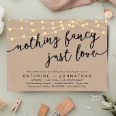 Invitation Nothing Fancy, Just Love, Wedding Reception Dinner