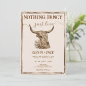 Invitation Nothing Fancy Just Love Western Cow Skull Wedding (Debout devant)