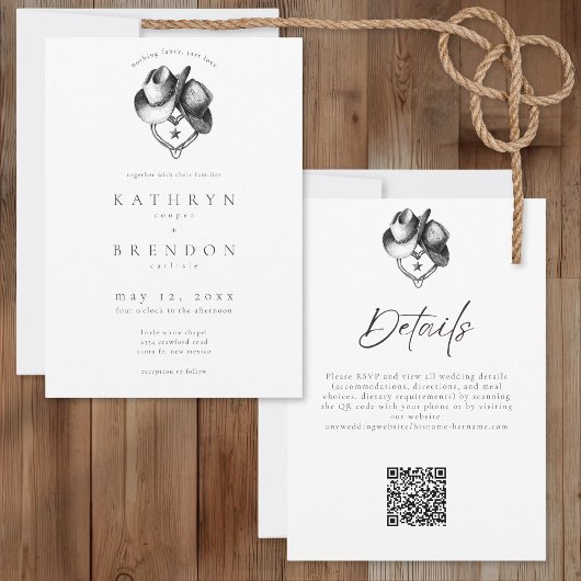 Invitation Nothing Fancy Just Love Western Hat Rustic Wedding