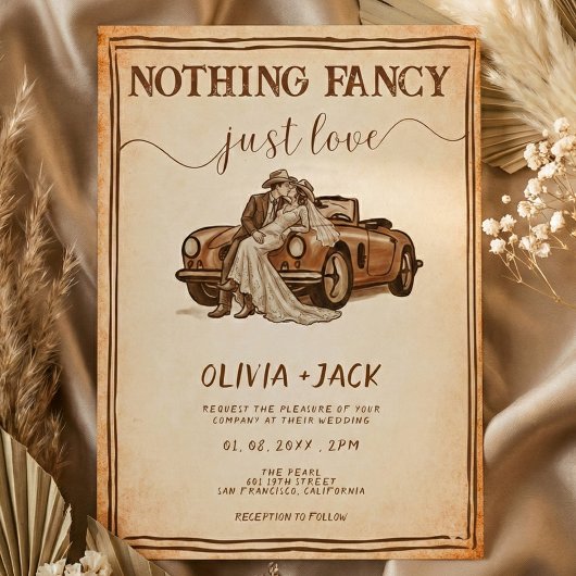 Invitation Nothing Fancy Just Love Western Rustic Wedding  