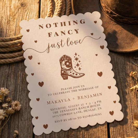 Invitation Nothing Fancy Just Love Western Rustic Wedding