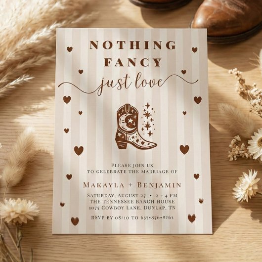 Invitation Nothing Fancy Just Love Western Rustic Wedding