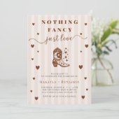 Invitation Nothing Fancy Just Love Western Rustic Wedding (Debout devant)