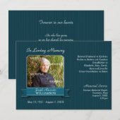 Invitation Notice commémorative de la bannière Pinstripe turq (Devant / Derrière)