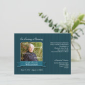 Invitation Notice commémorative de la bannière Pinstripe turq (Debout devant)