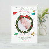 Invitation Notre annonce de bébé pour la bénédiction de Noël (Debout devant)