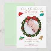 Invitation Notre annonce de bébé pour la bénédiction de Noël (Devant / Derrière)
