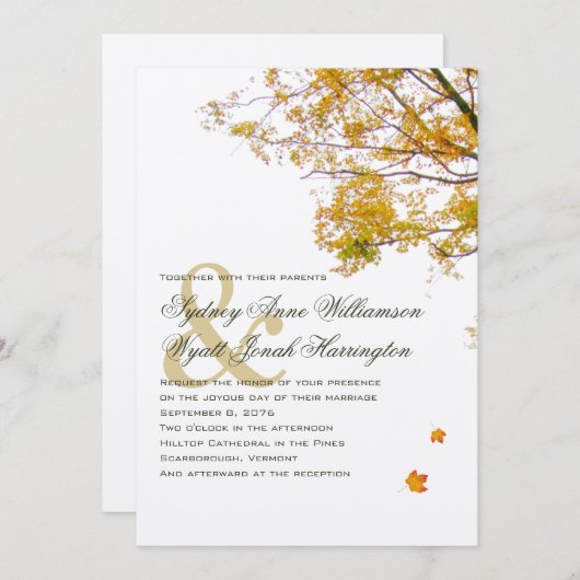 Invitation Notre arbre en Mariage de automne (Devant / Derrière)