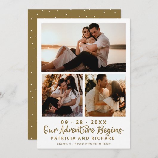 Invitation Notre Aventure Commence À Enregistrer La Date 3 Ph (Devant / Derrière)