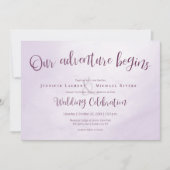 Invitation Notre aventure commence calligraphie plum mariage (Devant)