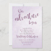 Invitation Notre aventure commence calligraphie plum mariage (Devant)
