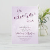 Invitation Notre aventure commence calligraphie plum mariage (Debout devant)