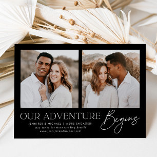 Invitation Notre aventure commence Fiançailles photo Faire-pa