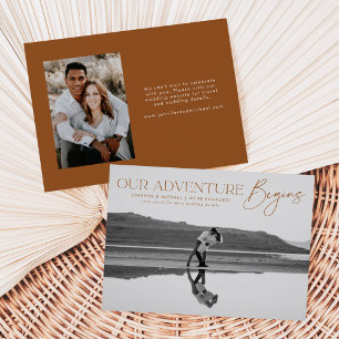 Invitation Notre aventure commence Fiançailles photo Faire-pa