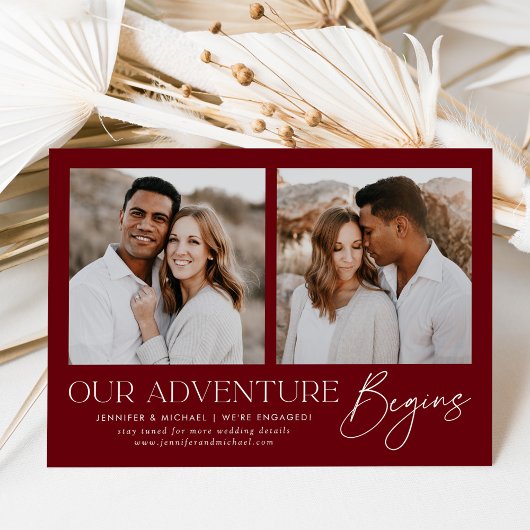 Invitation Notre aventure commence Fiançailles photo Faire-pa