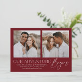 Invitation Notre aventure commence Fiançailles photo Faire-pa (Debout devant)