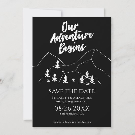 Invitation Notre Aventure Commence Le Mariage Forestier Écono (Devant)