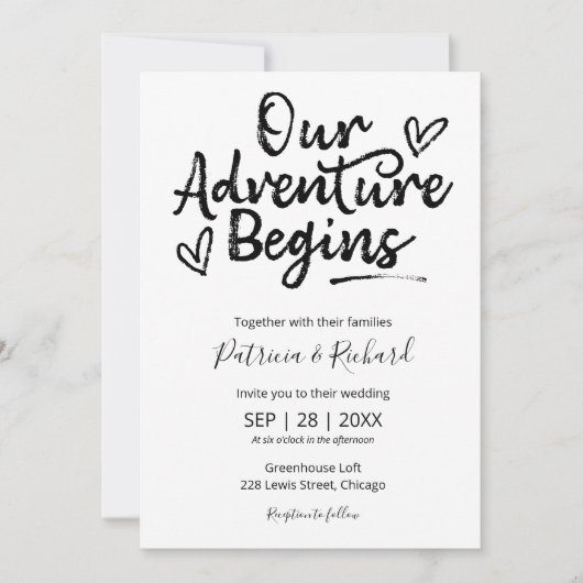 Invitation Notre aventure commence Mariage rustique (Devant)