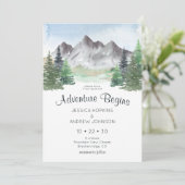 Invitation Notre aventure commence Mountain Watercolor Mariag (Debout devant)