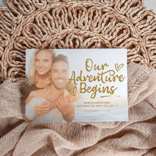 Invitation Notre Aventure Commence Photo de Mariage Save the