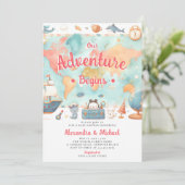 Invitation Notre aventure commence World Map Girl Baby shower (Debout devant)