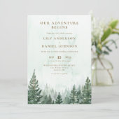 Invitation Notre Aventure Forêt de Pins Rustique Code QR Mari (Debout devant)