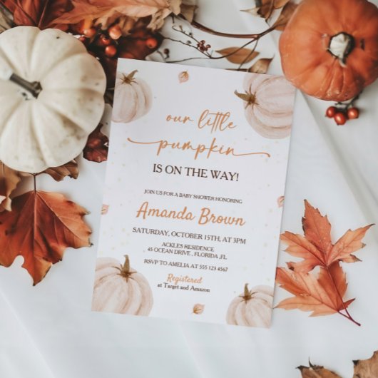 Invitation Notre Baby shower d'automne petit Citrouille
