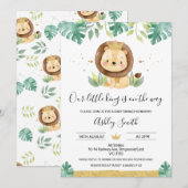 Invitation Notre Baby shower de la Couronne du petit roi Lion (Devant / Derrière)