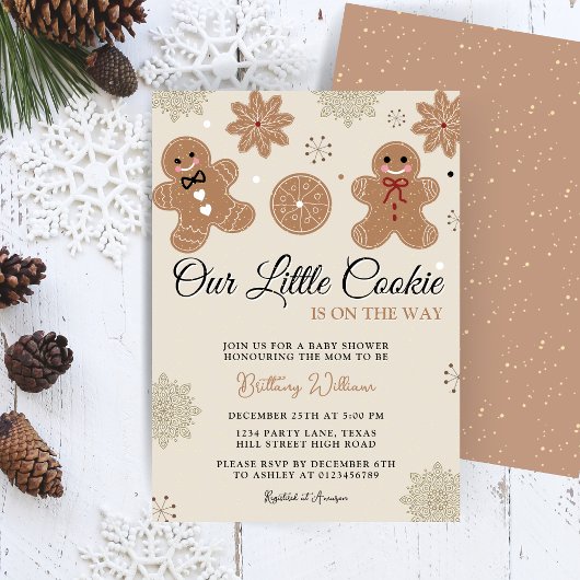 Invitation Notre Baby shower de Noël Little Cookie