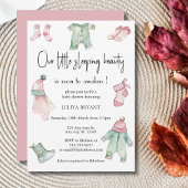 Invitation Notre baby shower rose beauté dormant