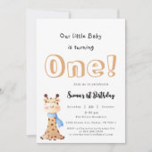 Invitation Notre bébé devient une girafe mignonne 1er anniver (Devant)
