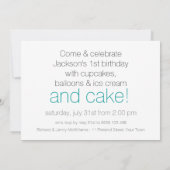 Invitation Notre Bébé élégant Turquoise Anniversaire Invitati (Dos)