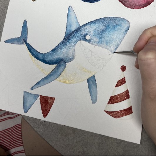 Invitation Notre Bébé Requin 1er Anniversaire sous la mer