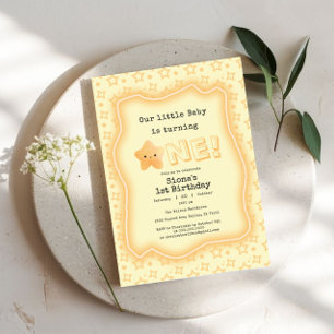 Invitation Notre Bébé tourne une étoile mignonne 1er annivers