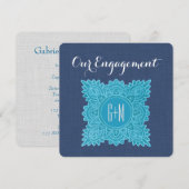 Invitation Notre BLEU MARINE des initiales V09 de dentelle (Devant / Derrière)