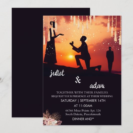 Invitation Notre boho rustique moderne élégant Twilight Maria (Devant / Derrière)