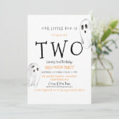 Invitation Notre Boo est deux, mignonne Ghost Halloween Invit (Debout devant)