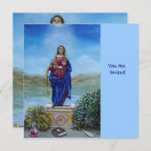 Invitation NOTRE DAME DE bleu clair rouge vert brun (Devant / Derrière)