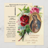 Invitation Notre-Dame de Guadalupe Espagne funérailles prière (Devant / Derrière)