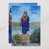 Invitation NOTRE DAME DE LA LUMIÈRE Vierge de l'Immaculée Con (Devant / Derrière)