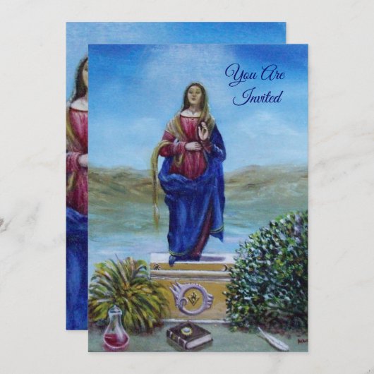 Invitation NOTRE DAME DE LA LUMIÈRE Vierge de l'Immaculée Con (Devant / Derrière)